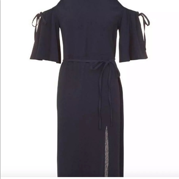 Topshop Cold Shoulder Cut Out Mock Neck Midi Dress - Picture 5 of 5